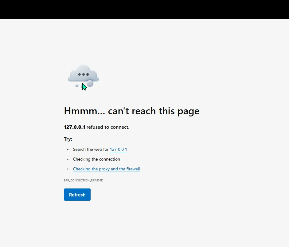 Browser error page after clicking the Quick Start consent URL. The page body says 'Hmmm... can't reach this page' but the URL bar contains the AADSTS650052 error.