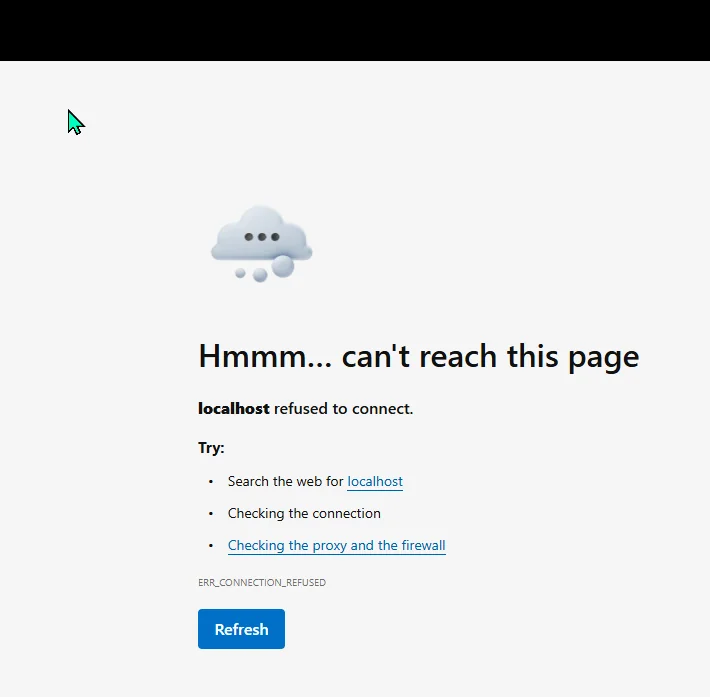 After clicking Accept the browser shows a 'can't reach this page' error for 127.0.0.1, but the URL bar contains admin_consent=True — which means consent did succeed.
